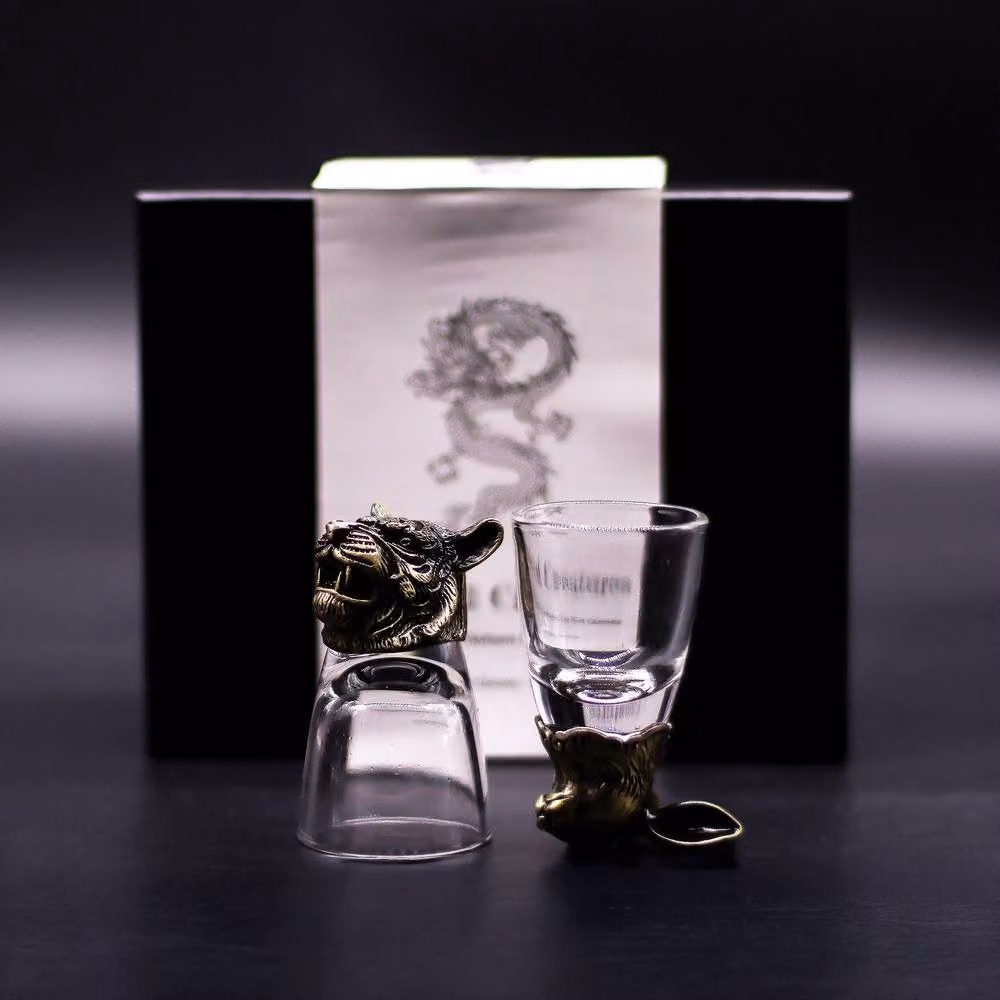 Serenityy Mystical Creatures Shot Glass Gift Set of 6, Antique Bronze and Transparent, 50ml per glass – 2