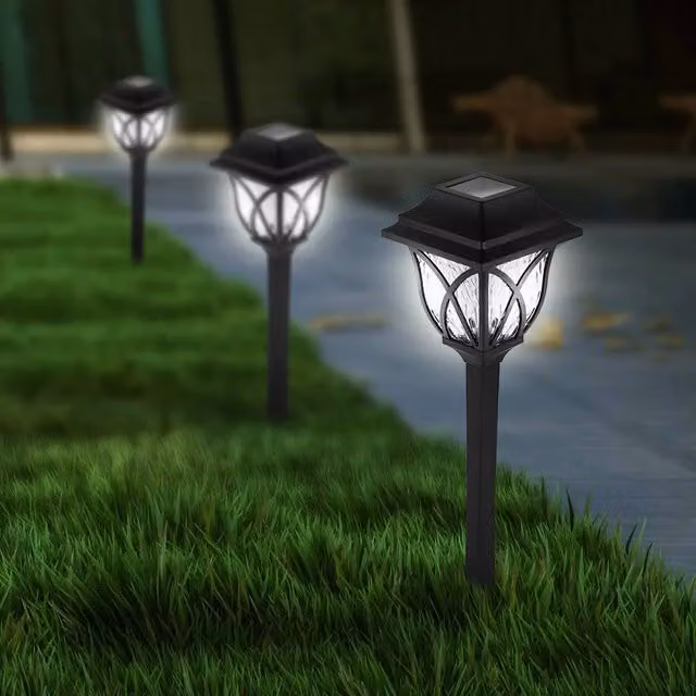 Voltico 2-Piece Cross Lantern Solar Stake Lights with White LED in Black – 1