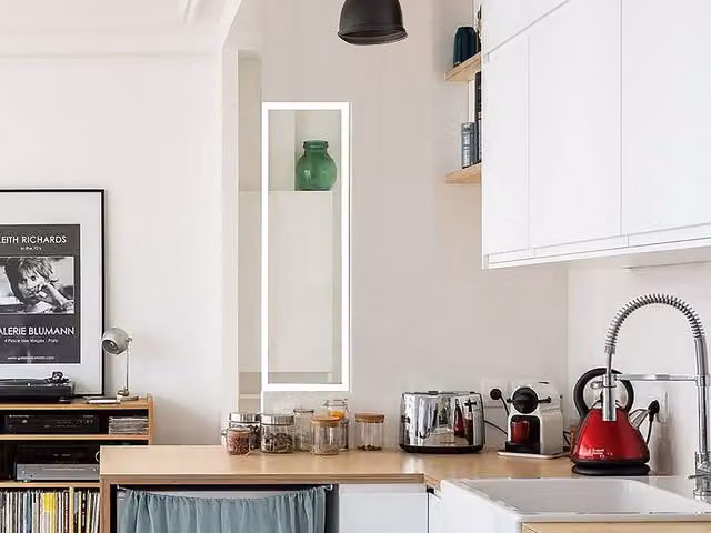 Vente-unique BAYVIEW Powder-Coated Aluminium and Glass Partition, White, W: 105 cm, H: 30 cm