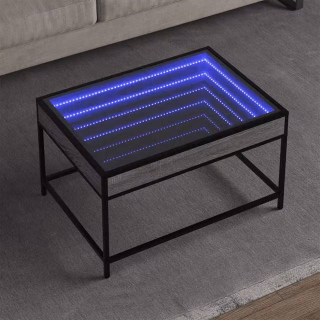 Berkfield Home Infinity LED Coffee Table in Grey Sonoma, W: 70 cm, D: 50 cm, H: 41 cm