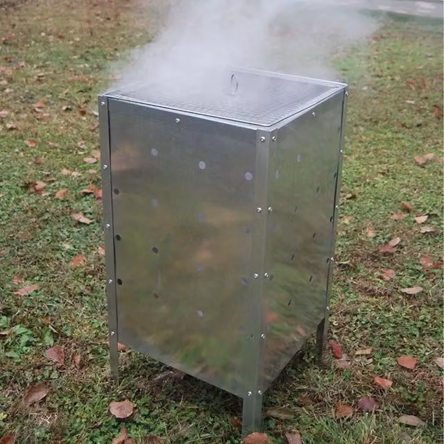 Gr8 Garden Metal Garden Fire Incinerator Rubbish Bin in Silver, W/D/H: 40 x 40 x 75 cm