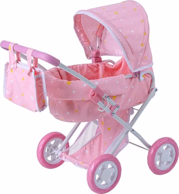 Olivia's Little World Twinkle Stars Princess Deluxe Baby Doll Stroller in Pink, White and Gold