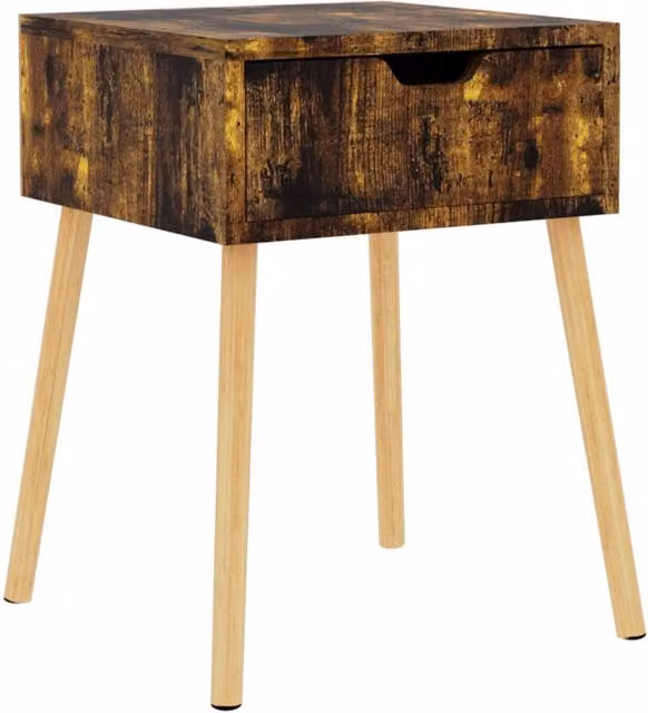 Berkfield Home Smoked Oak Bedside Cabinet in Brown, W/D/H: 40 x 40 x 56 cm