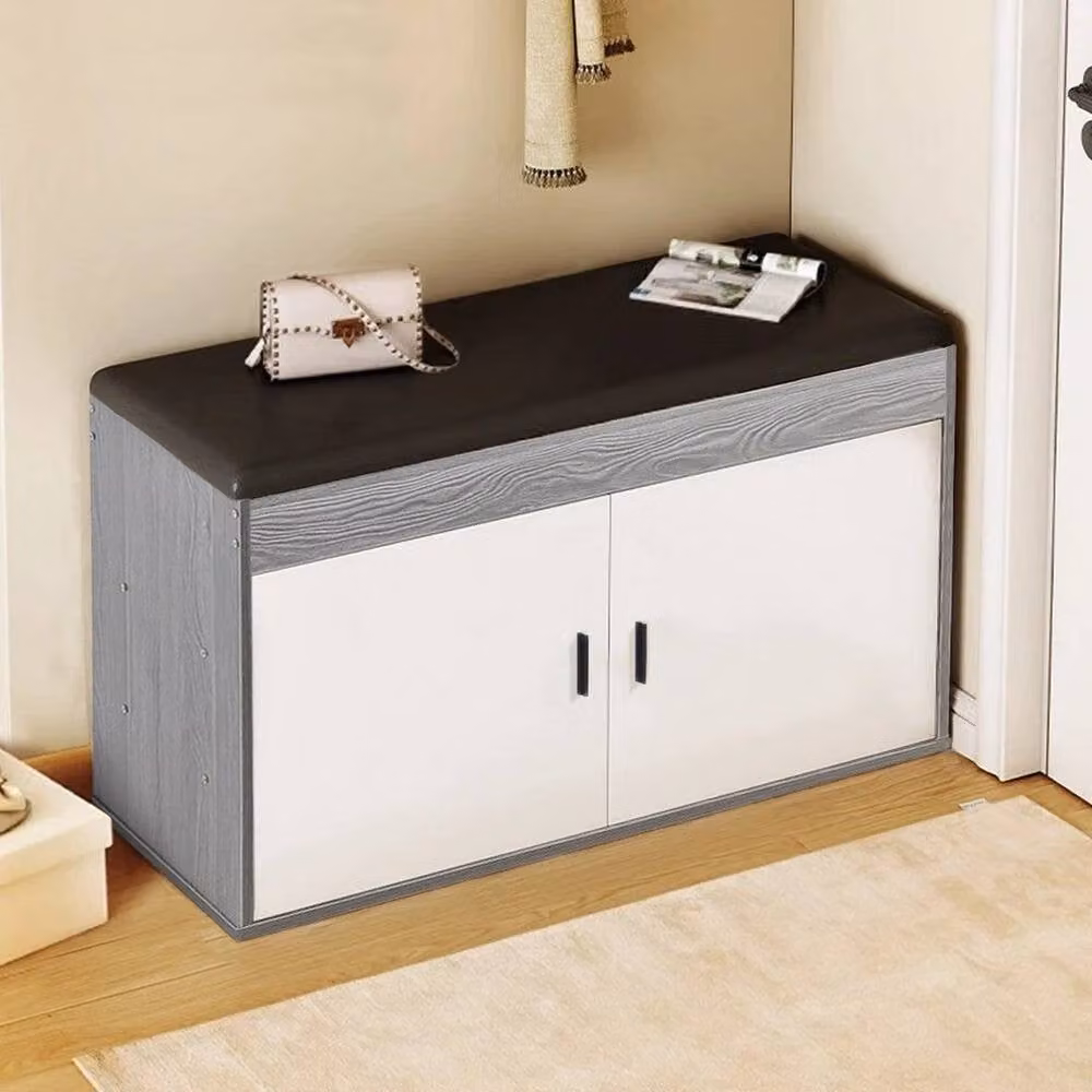 FORGEVIO Industrial Shoe Bench and Storage Organiser in Grey, White and Black – 4