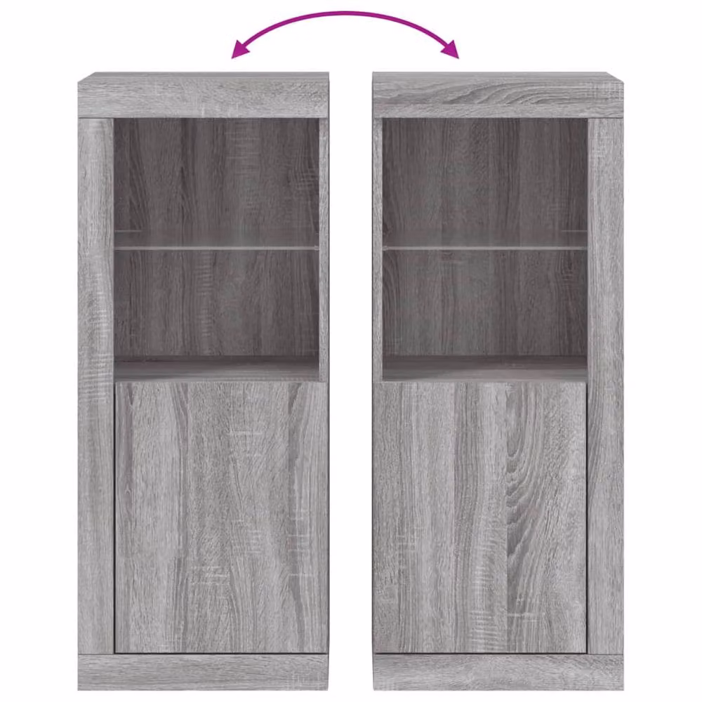 Berkfield Home Modern Grey Sideboard with Integrated LED Lights, W/D/H: 41 x 37 x 100 cm – 4