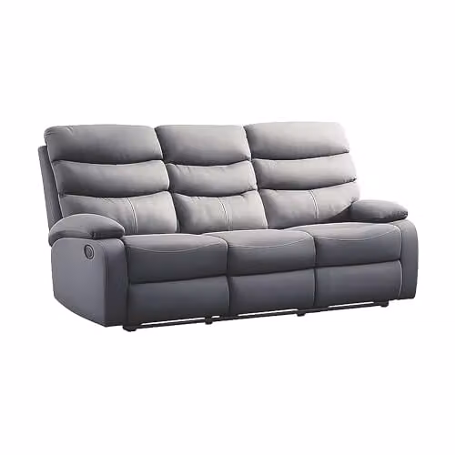 Kidsaw Berkshire 3 Seater Manual Recliner Sofa in Grey PU Fabric