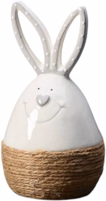 Four Candle White Ceramic Rabbit Easter Egg Tabletop Decoration, Height: 17.5 cm