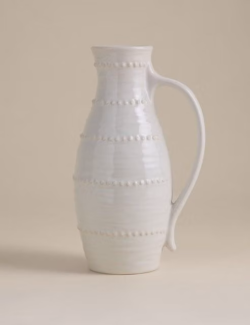 M&S Soft White Dotted Shaped Bobble Ceramic Jug