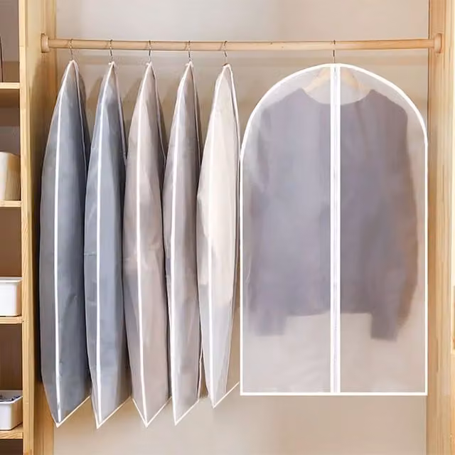 SPETLEK 10-Piece Clear Polythene Garment Covers for Suits, Dresses and Coats, W/D/H: 60 x 60 x 120 cm