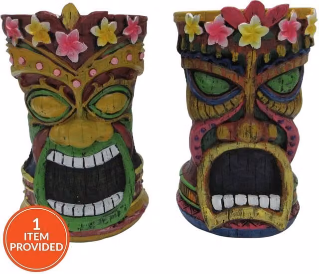 Ornate Collection Tiki Themed Multicolour Tabletop Plastic Planter