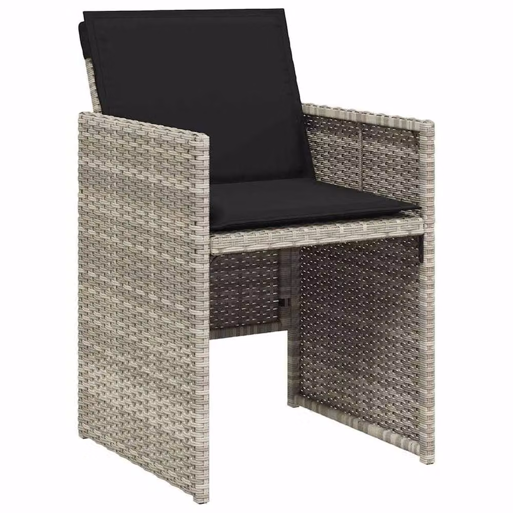 Berkfield Home 15 Piece Grey Poly Rattan Garden Dining Set with Cushions and Glass Tabletop – 3