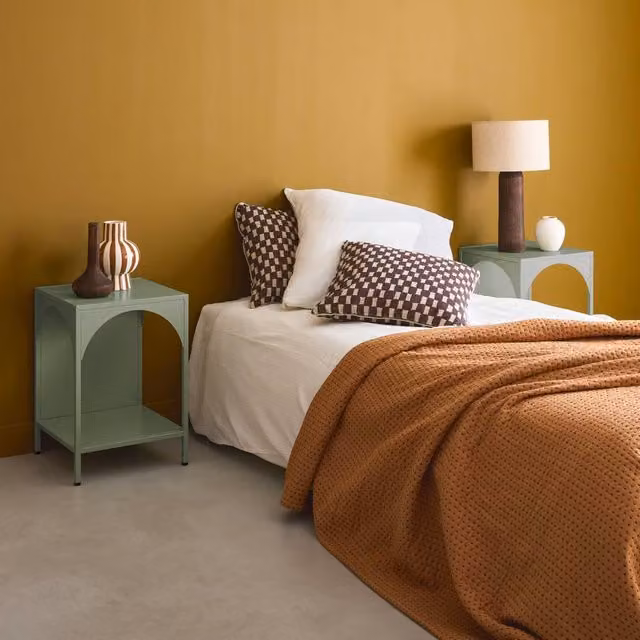 sweeek Set of 2 Industrial Style Metal Bedside Tables in Light Green, W/D/H: 35 x 35 x 51 cm