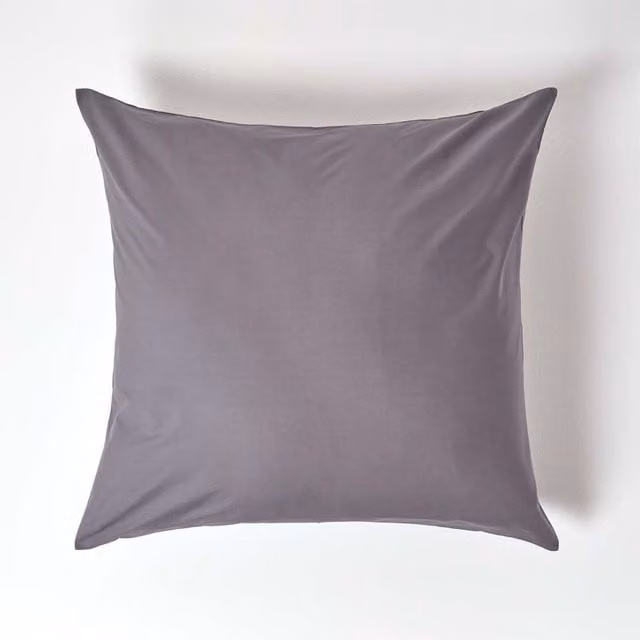 Homescapes 200 Thread Count Egyptian Cotton Percale Housewife Pillowcase, Grey, W: 60 cm