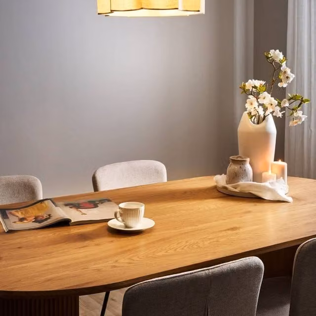 Wyld and Coco Modern Suspended Pendant Lamp with Beige Fabric Shade and Metal Base
