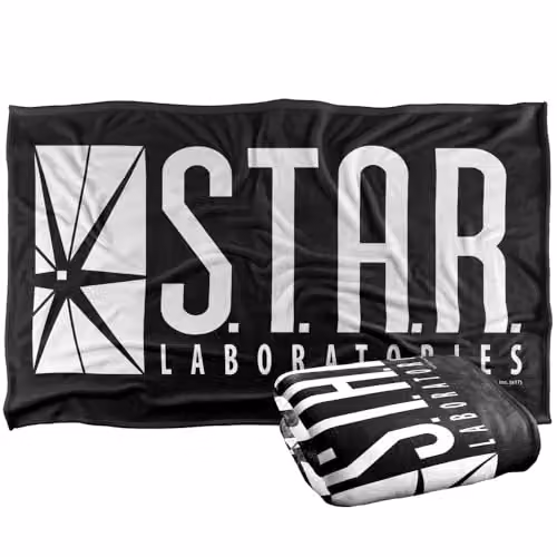 LOGOVISION The Flash S.T.A.R. Labs Logo Super Soft Silky Touch Fleece Throw Blanket, Multicolour, W: 91 cm, D: 147 cm