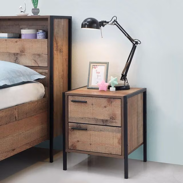 Timber Art Design UK Stretton Two Drawer Bedside Table in Brown