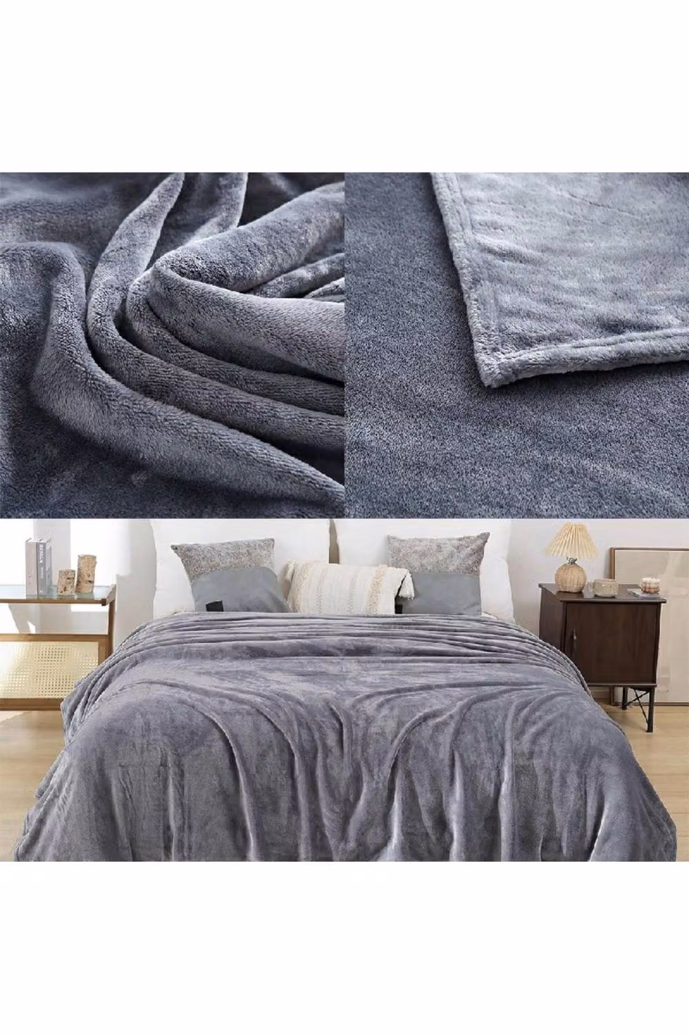 KDMD Light Grey Fleece Throw Blanket – 3