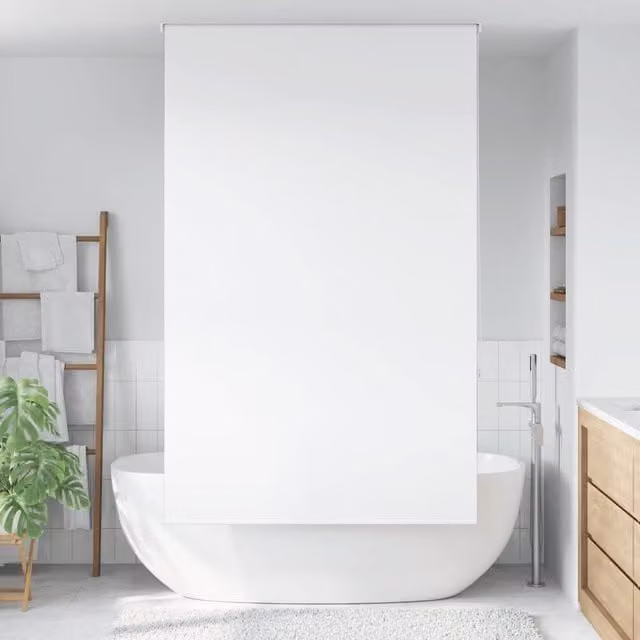 Berkfield Home White Opaque Shower Roller Blind, W: 140 cm, H: 240 cm