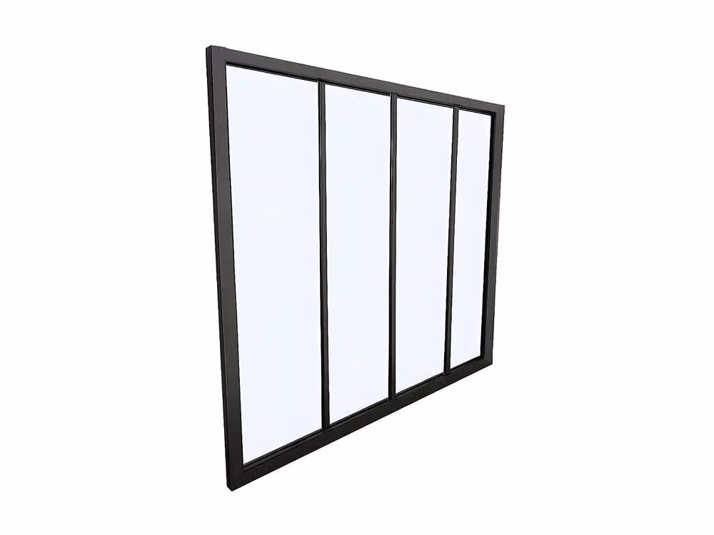 Vente-unique Powder-Coated Aluminium and Glass Partition, Black, W: 120 cm, H: 130 cm – 2