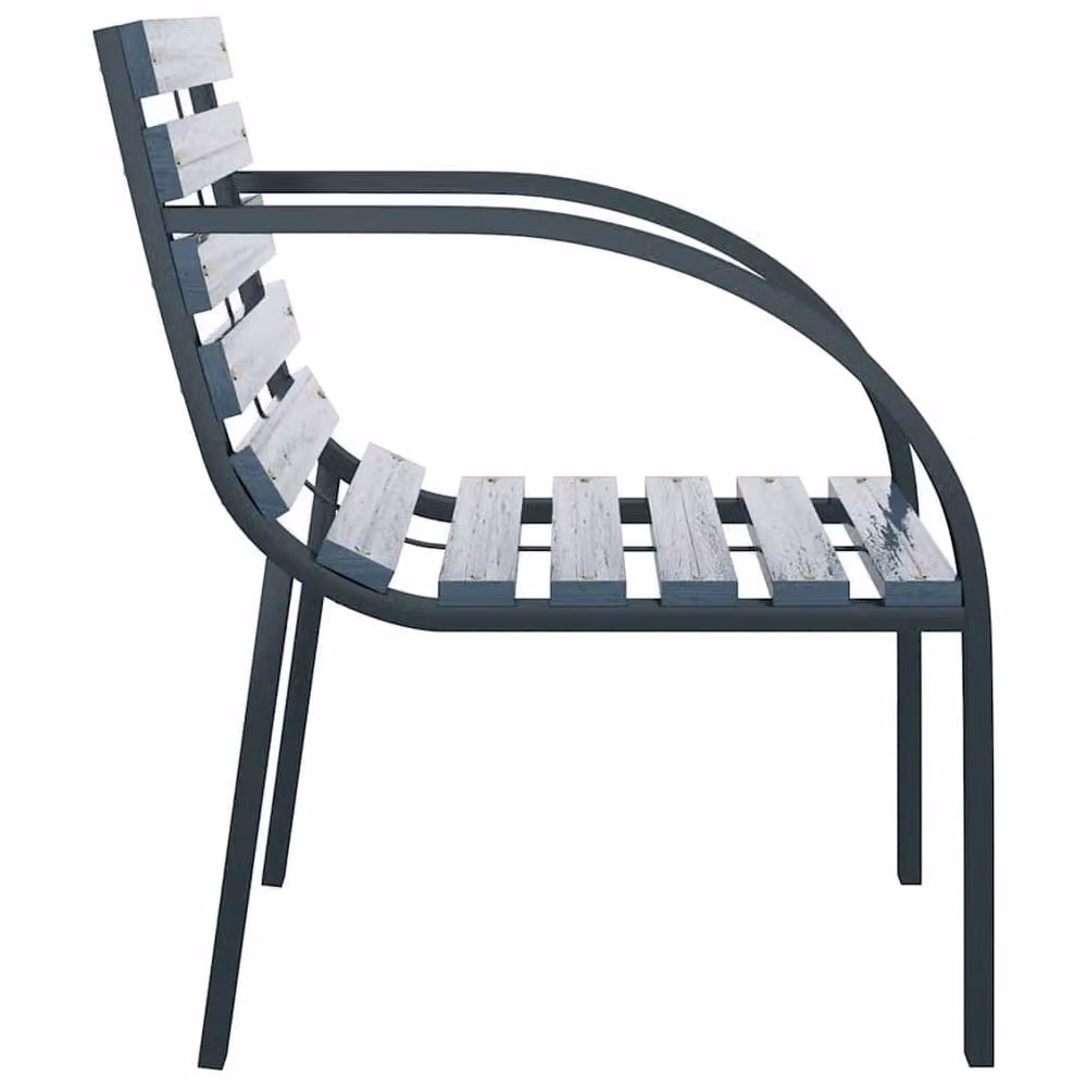 Berkfield Home Set of 2 Grey Wood and Metal Garden Chairs – 5