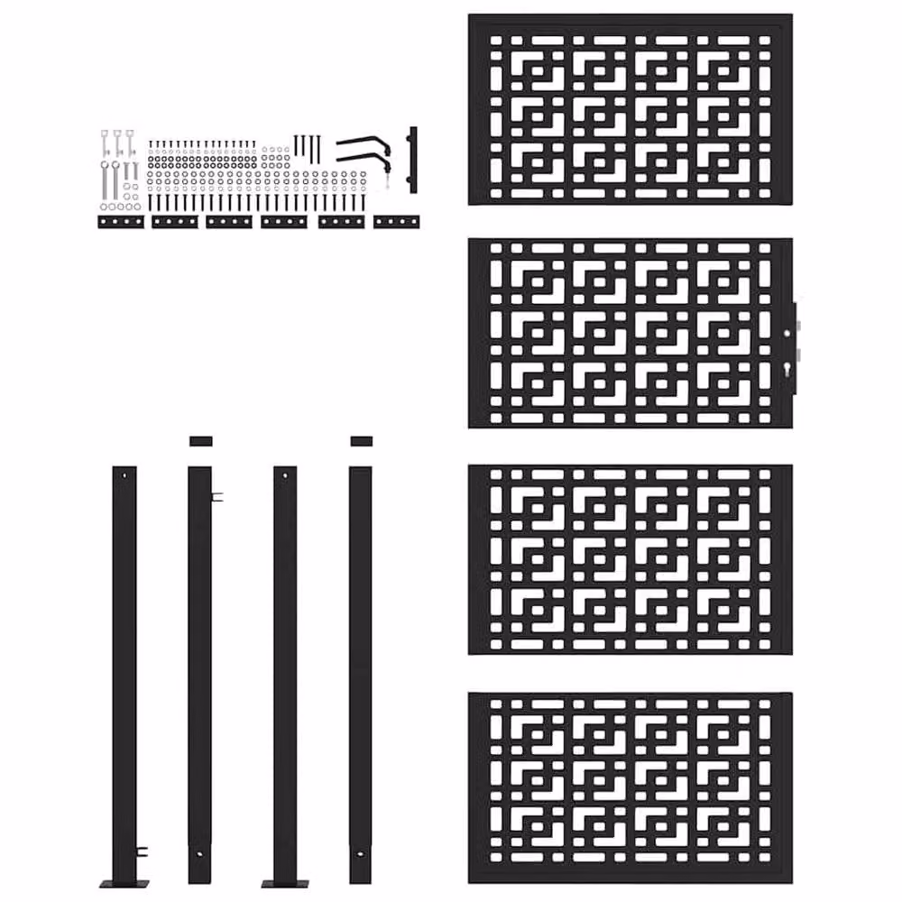 Berkfield Home Beautiful Steel Garden Gate in Black, W: 105 cm, H: 205 cm – 4