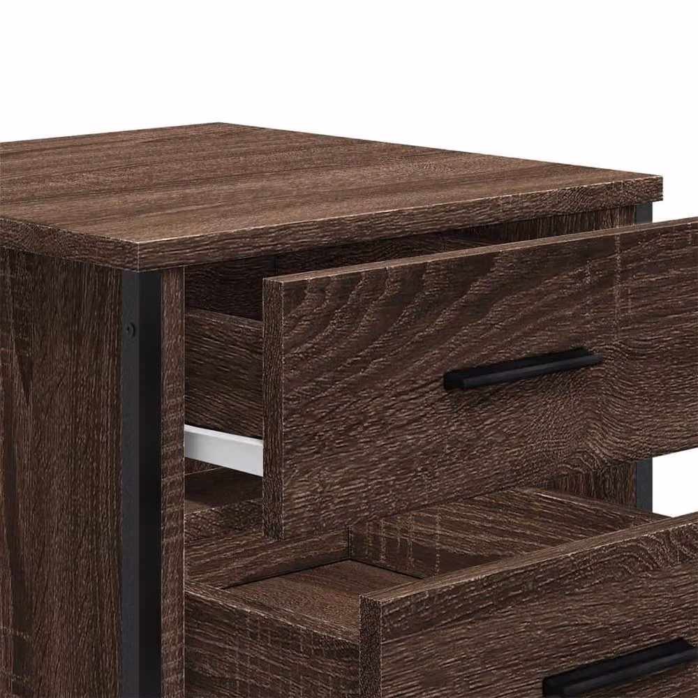Berkfield Home Modern Bedside Cabinets, 2 Piece Set in Brown Oak, W/D/H: 40 x 41 x 40 cm – 7