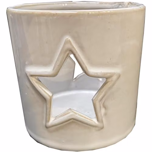 Love Lace White and Silver Ceramic Star Cut-Out Tealight Holder