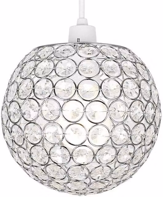EONLION Modern Crystal Drop Chandelier Shade in Transparent Acrylic and Chrome