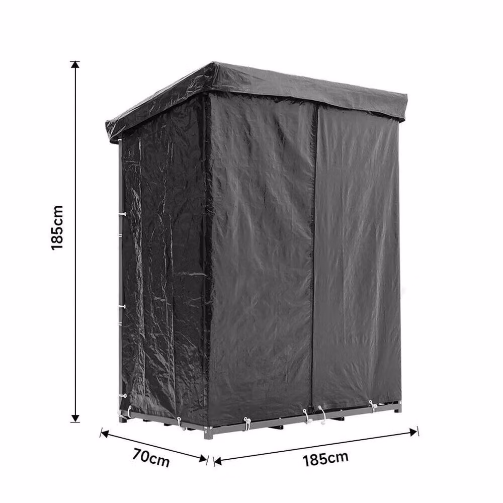 FORGEVIO Metal Steel Outdoor Storage Shed in Black, W/D/H: 185 x 70 x 185 cm – 2