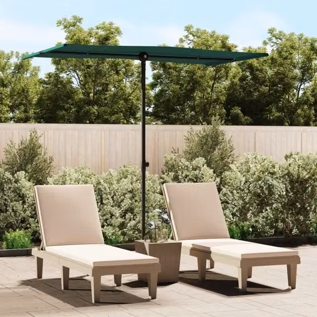 Berkfield Home Outdoor Parasol with Aluminium Pole, Green, W: 180 cm, D: 110 cm – 1