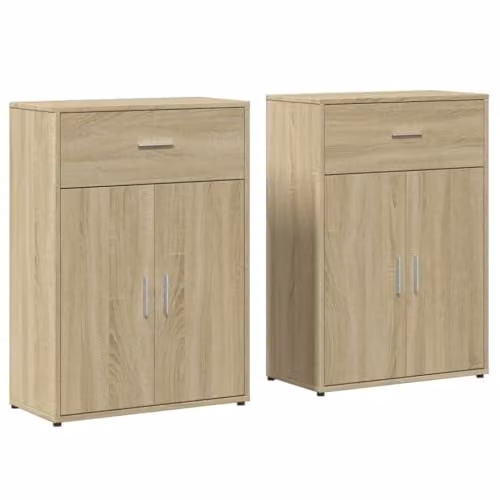 vidaXL Set of 2 Sonoma Oak Sideboards in Brown, W/D/H: 60 x 30 x 84 cm – 1