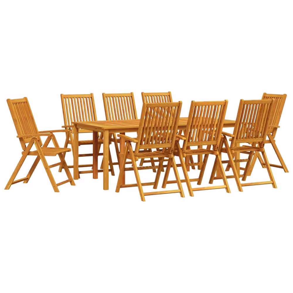 Berkfield Home 9 Piece Rectangular Garden Dining Set in Brown Solid Acacia Wood – 2
