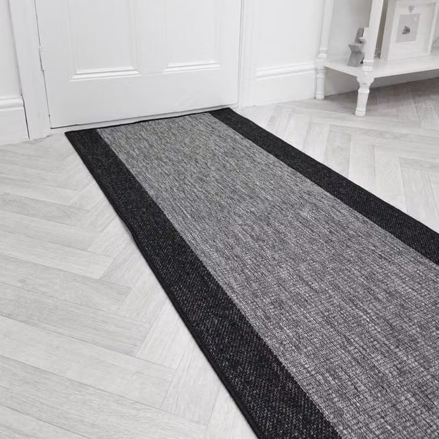 runrug Jenga Hallway Carpet Runner Rug in Dark Grey, W: 80 cm, L: 420 cm