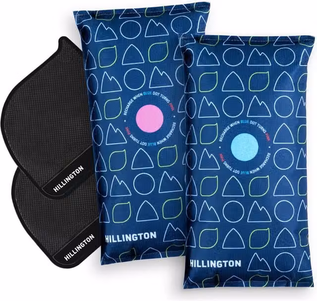 Hillington Reusable Car Dehumidifier 2-Pack, 1kg Moisture Absorbers in Blue with Anti-Slip Mats