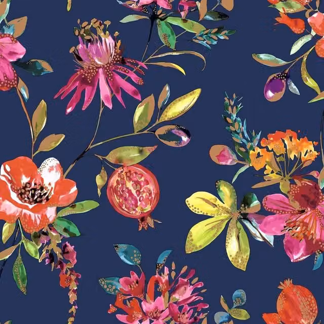 Holden Décor Melgrano Floral Botanical Wallpaper in Navy Blue