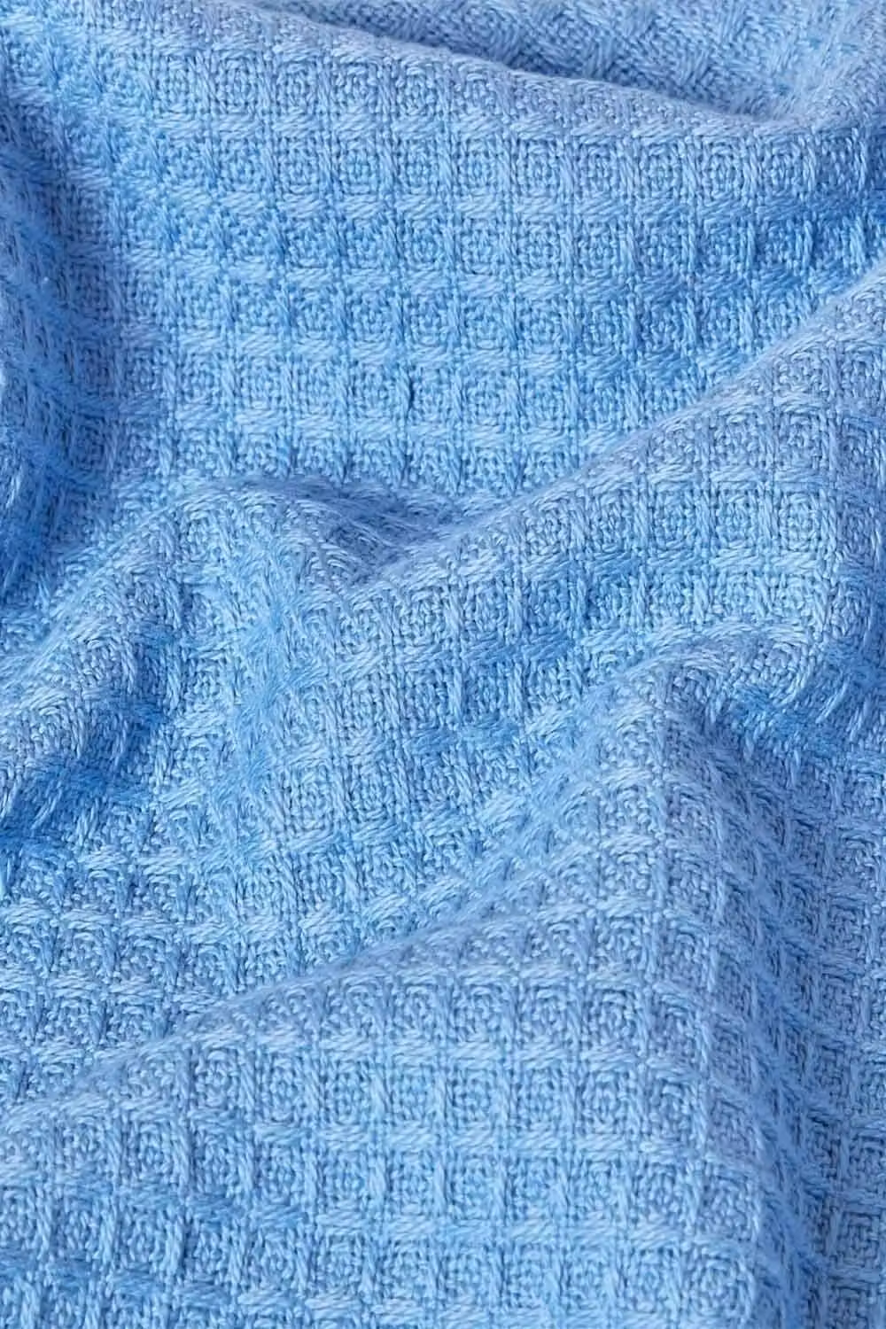 Homescapes Cotton Waffle Pique Blanket Throw in Blue, W/D/H: 250 x 230 cm – 2