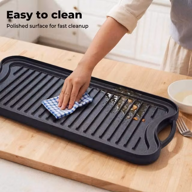 EONLION Black Cast Iron Non-Stick Griddle Plate, Width: 100 cm – 1