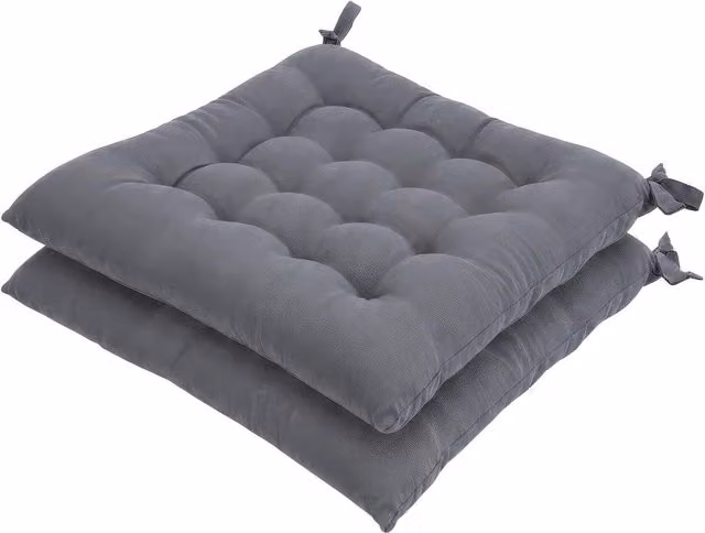 Harbour Housewares Square Seat Pads in Grey, Pack of 2, W/D/H: 40 x 40 x 40 cm – 1