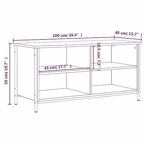 vidaXL Industrial Style TV Cabinet in Brown Oak with Open Compartments, Made of Wood and Metal – 1