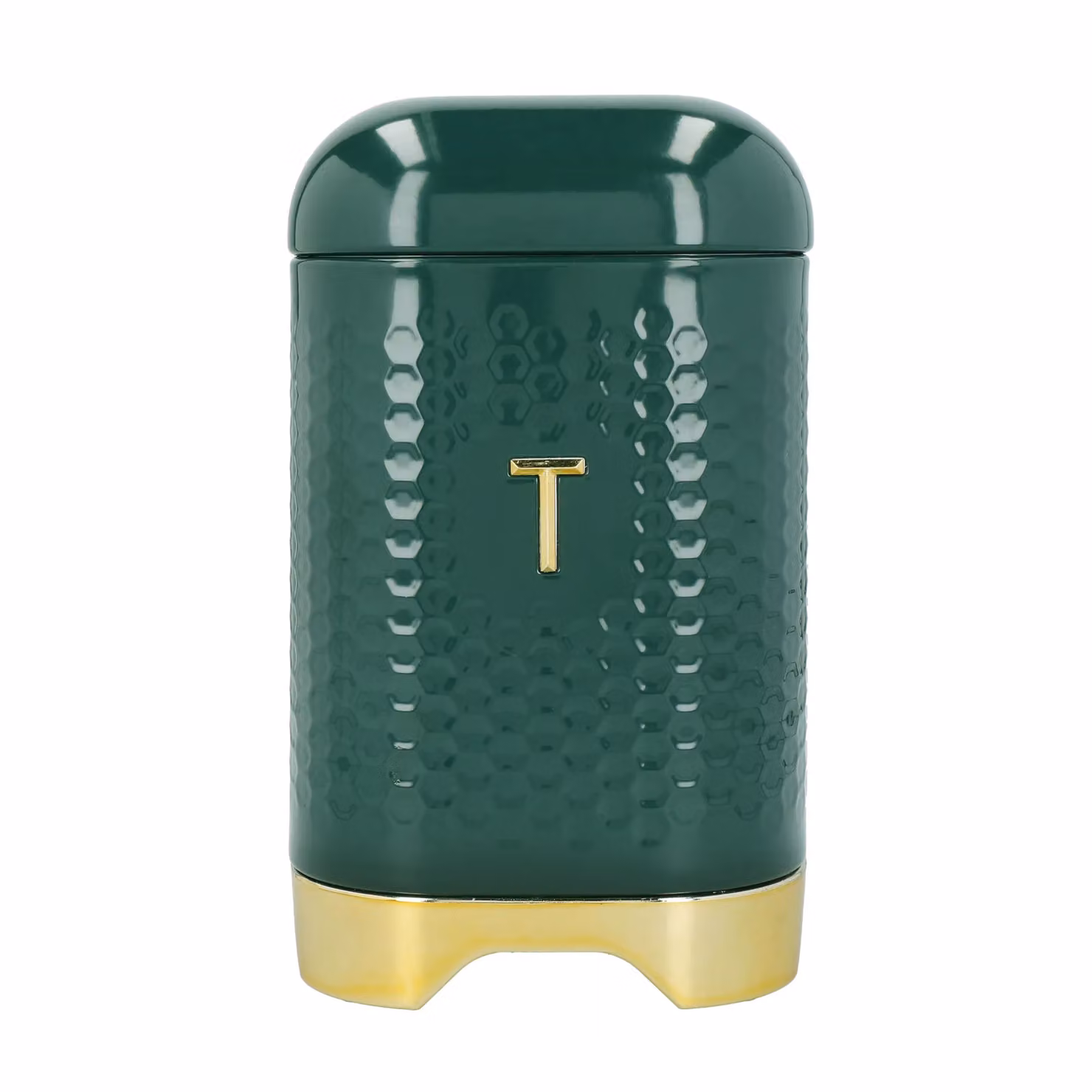 KitchenCraft Geometric Airtight and Leakproof 3 Piece Ceramic and Metal Canister Set in Green – 3