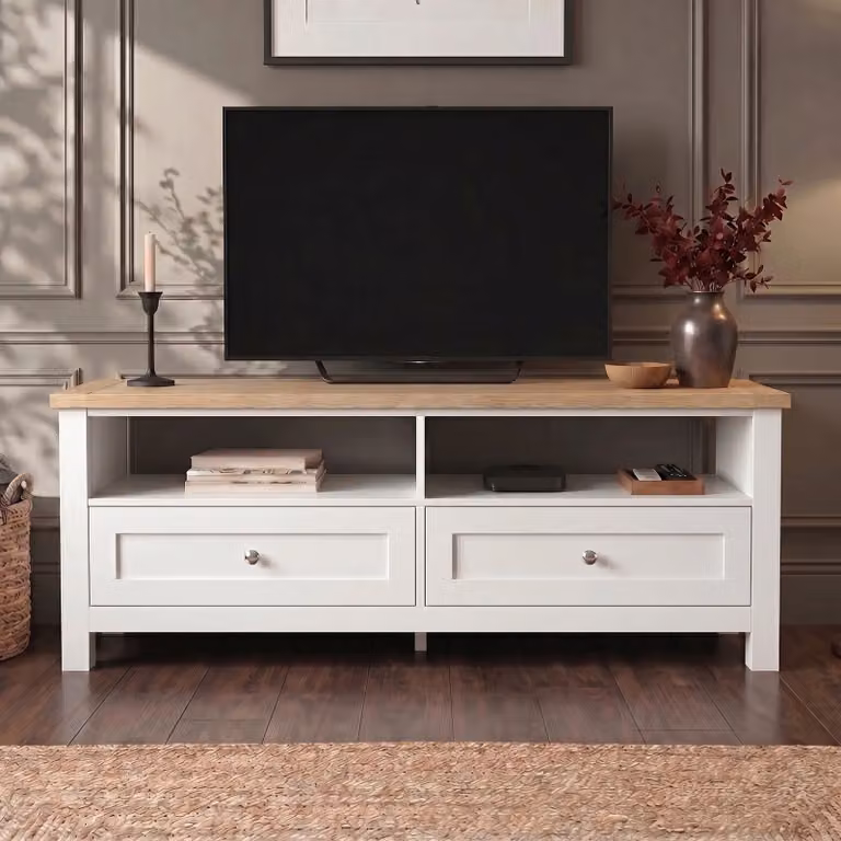 Oskara White Lacquered Modern TV Unit with Storage, W/D/H: 120 x 40 x 50 cm