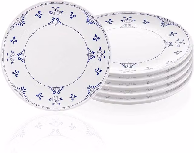 The Mia Marvy Series Floral Stoneware Side Plates, Set of 6, Blue and White