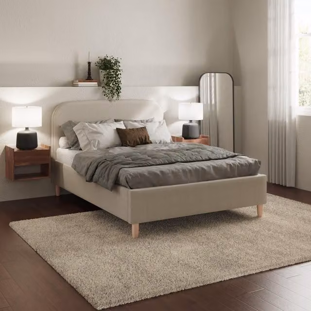 GFW Florence Boucle Upholstered Ottoman Storage Bed in Stone, Double, W: 140 cm, L: 200 cm