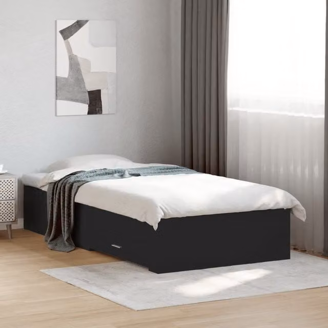 Berkfield Home Small Single Bed Frame with Drawers, Black, W: 75 cm, L: 190 cm – 1