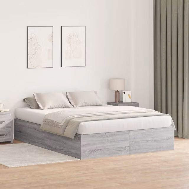 Berkfield Home Queen Storage Bed in Grey Sonoma, Engineered Wood