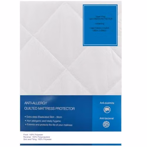Gr8 Home Anti Allergy Quilted Mattress Protector Fitted Sheet in White, W/D/H: 180 x 200 x 30 cm – 2