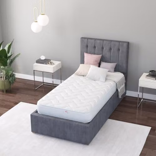 Aspire Beds UK Made White Fabric Bonell Spring Support Rolled Mattress, W/D/H: 90 x 190 x 20 cm