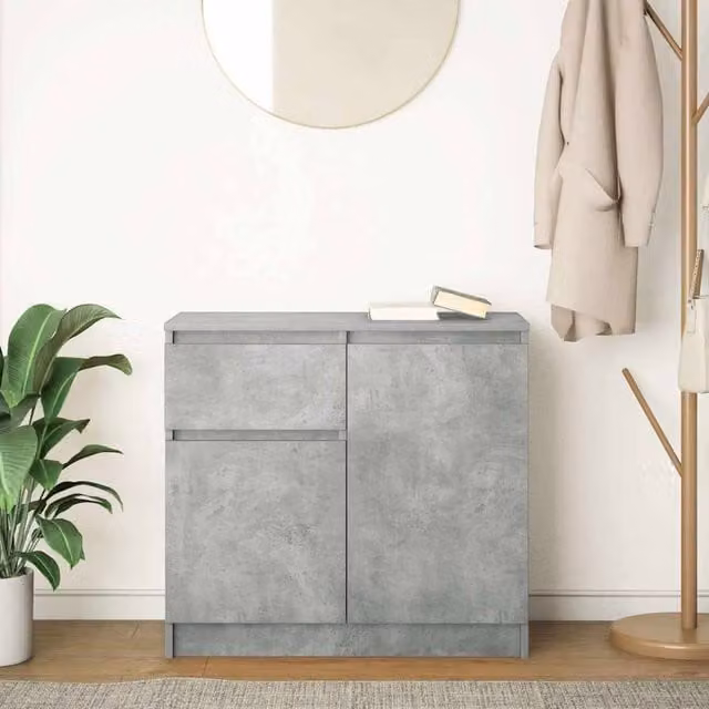 Berkfield Home Sideboard with Drawer in Concrete Grey, W/D/H: 71 x 35 x 65 cm – 1