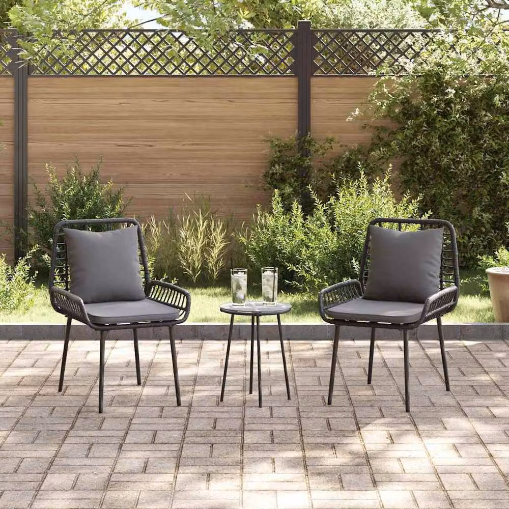 Berkfield Home 3 Piece Garden Dining Set in Black and Anthracite Poly Rattan – 3
