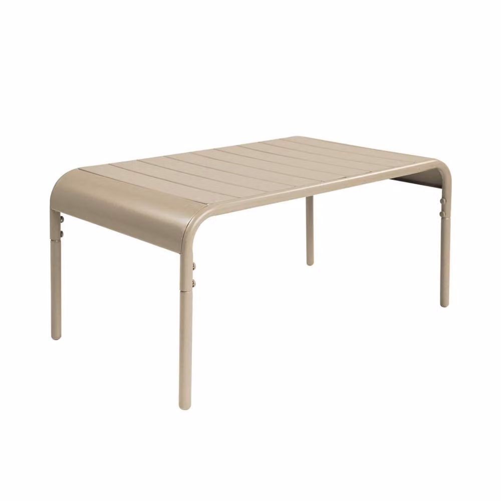 sweeek Rectangular Powder Coated Steel Garden Coffee Table in Beige, W/D/H: 90 x 50 x 40 cm – 2